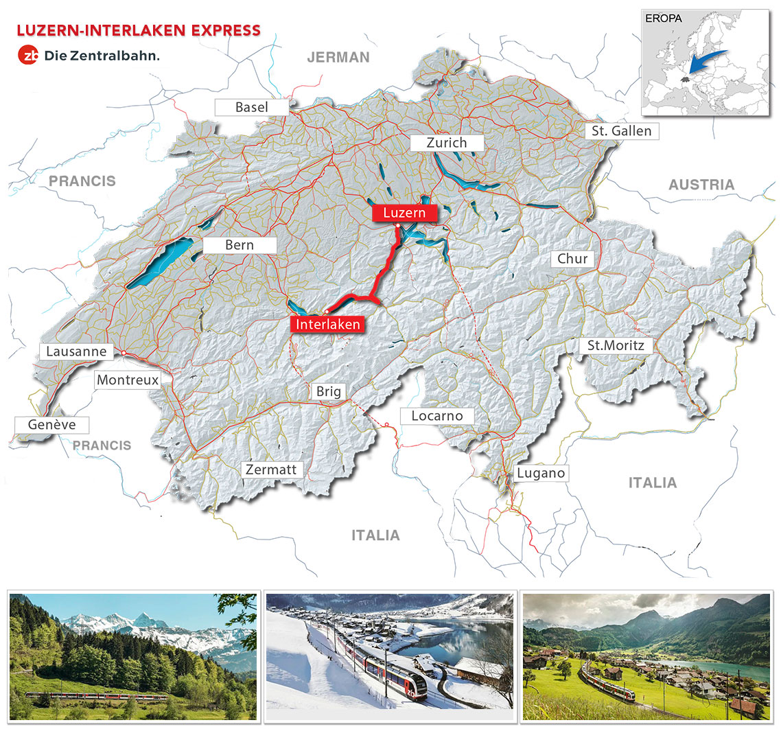 Map Luzern - Interlaken Express