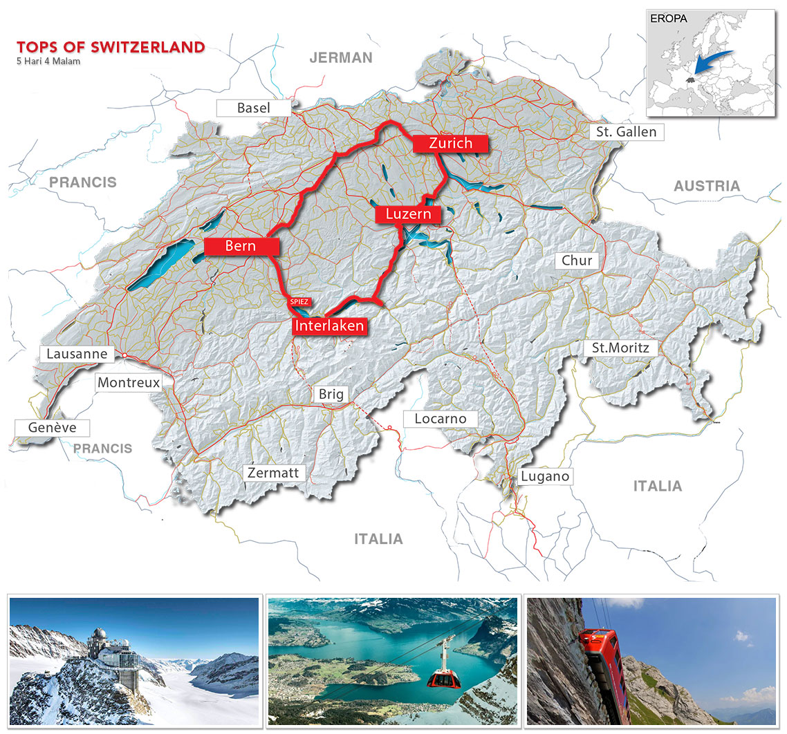 Map Top Of Switzerland