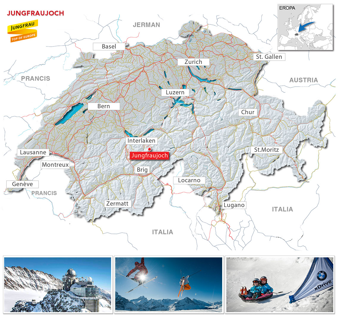 Map Jungfraujoch (Top Of Europe)