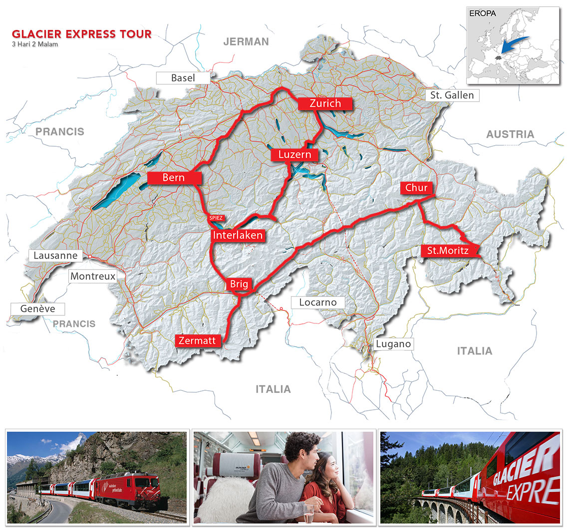 Map Glacier Express Tour