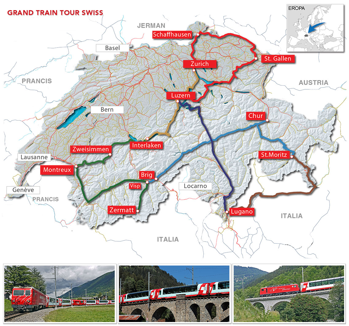 Map Grand Train Tour Of Switzerland